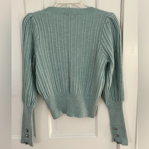 Truth by Republic Textured Wool Blend Aqua Ribbed Knit Long Sleeve Sweater Small - Picture 8 of 16
